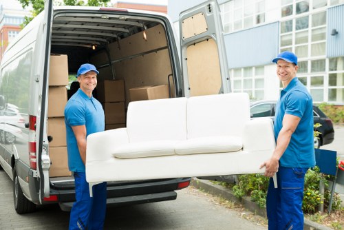 Removal van servicing a residential street in Nunhead