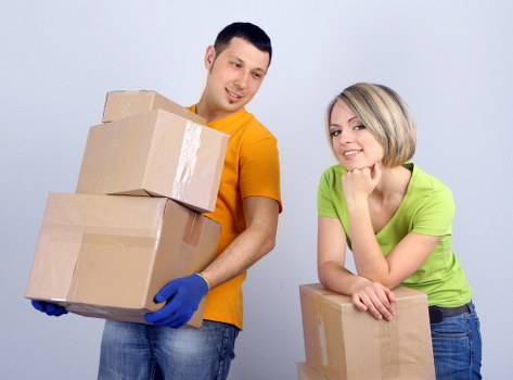 Packing boxes and furniture prepared for a Nunhead house move