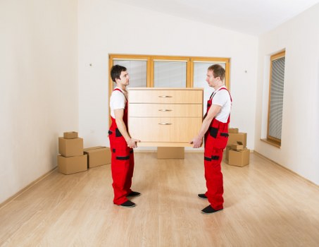 Packed boxes and furniture prepared for storage in Nunhead